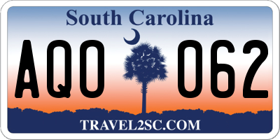 SC license plate AQO062