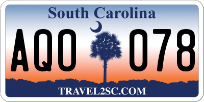 SC license plate AQO078