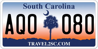 SC license plate AQO080