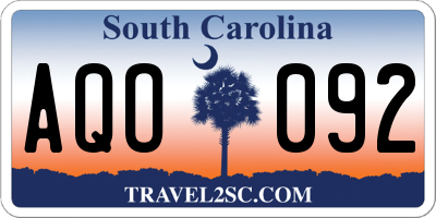 SC license plate AQO092