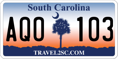 SC license plate AQO103
