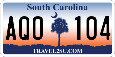 SC license plate AQO104