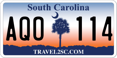 SC license plate AQO114