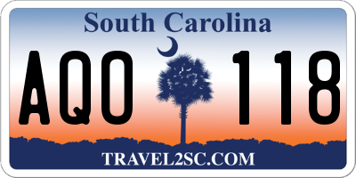 SC license plate AQO118