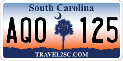 SC license plate AQO125