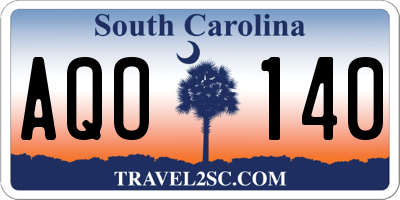 SC license plate AQO140