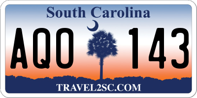 SC license plate AQO143