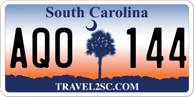 SC license plate AQO144