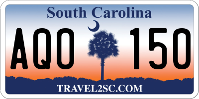 SC license plate AQO150