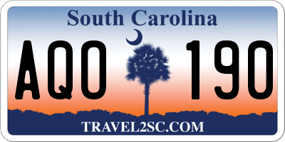 SC license plate AQO190