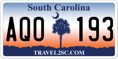 SC license plate AQO193