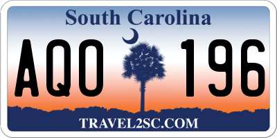 SC license plate AQO196