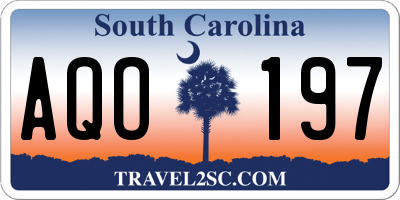 SC license plate AQO197