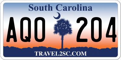 SC license plate AQO204