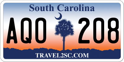 SC license plate AQO208
