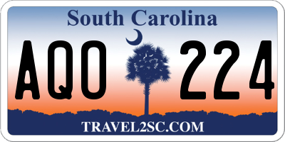 SC license plate AQO224