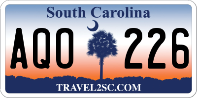 SC license plate AQO226