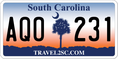 SC license plate AQO231