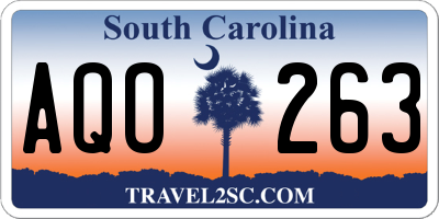 SC license plate AQO263