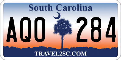SC license plate AQO284
