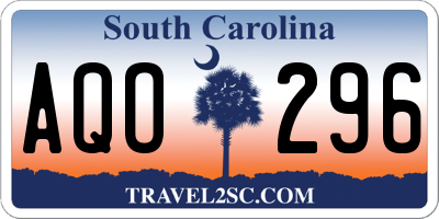 SC license plate AQO296
