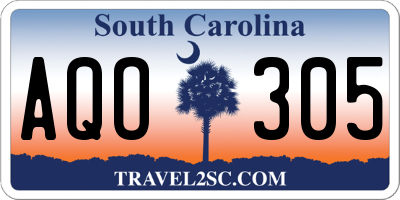 SC license plate AQO305
