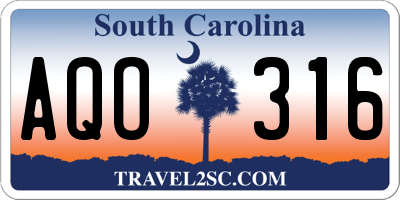 SC license plate AQO316