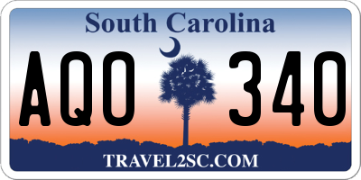 SC license plate AQO340