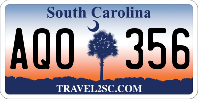SC license plate AQO356