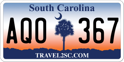 SC license plate AQO367
