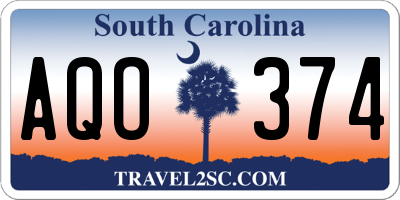 SC license plate AQO374
