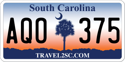 SC license plate AQO375