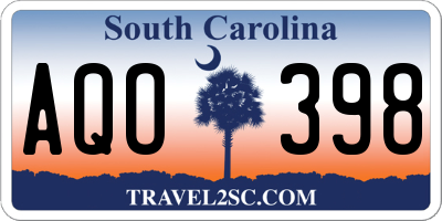SC license plate AQO398