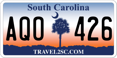 SC license plate AQO426