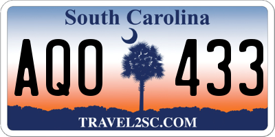 SC license plate AQO433