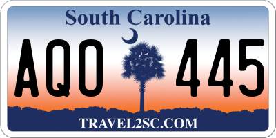 SC license plate AQO445