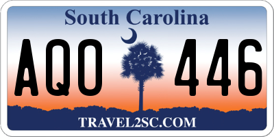 SC license plate AQO446