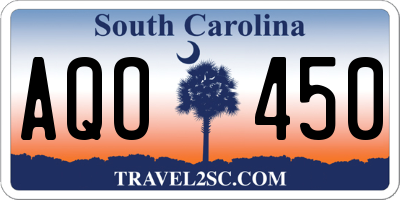 SC license plate AQO450