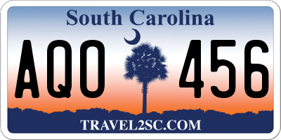 SC license plate AQO456
