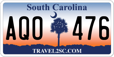 SC license plate AQO476