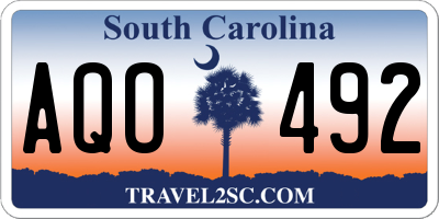 SC license plate AQO492