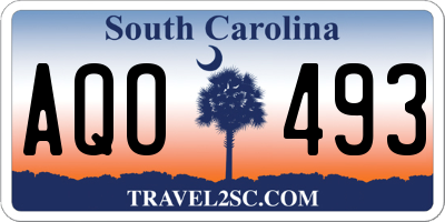 SC license plate AQO493