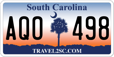 SC license plate AQO498