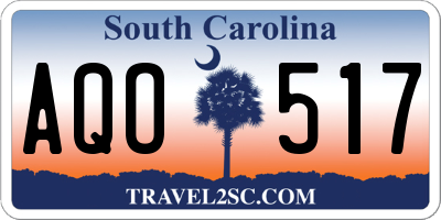 SC license plate AQO517