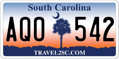 SC license plate AQO542
