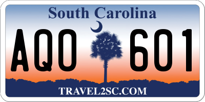 SC license plate AQO601