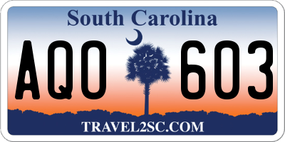 SC license plate AQO603