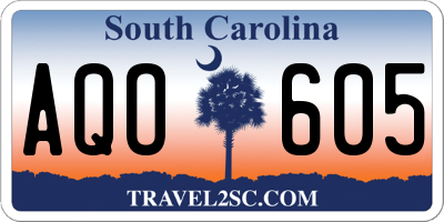 SC license plate AQO605