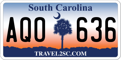 SC license plate AQO636