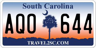 SC license plate AQO644